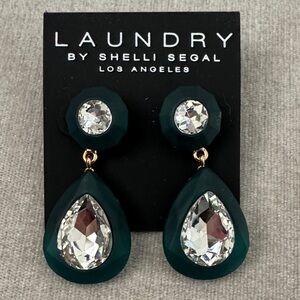 Laundry by Shelli Segal Green and Crystal Drop Earrings